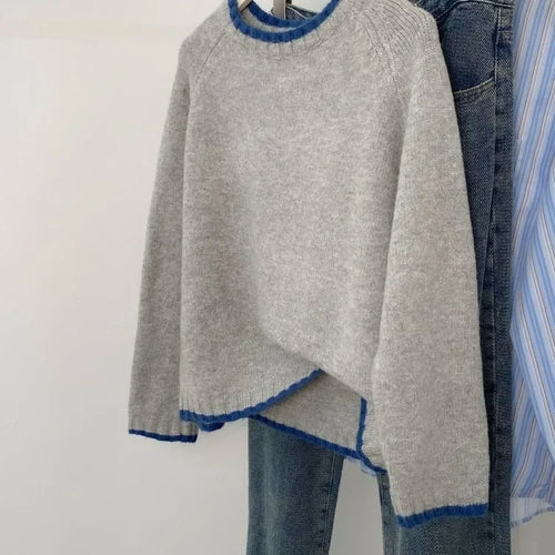 EB | Sweater Im Lässigen Stil für Herbst - Bequemer Freizeitpullover mit Rundhalsausschnitt