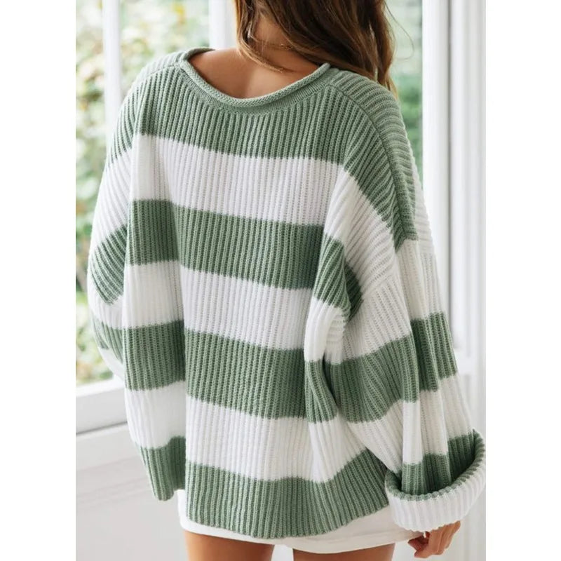 EB | Sweater - Oversized Gestreifter Strickpullover