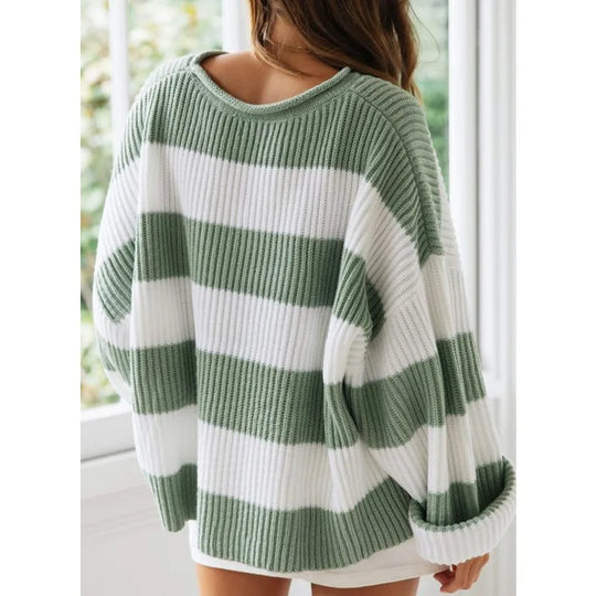 EB | Sweater - Oversized Gestreifter Strickpullover