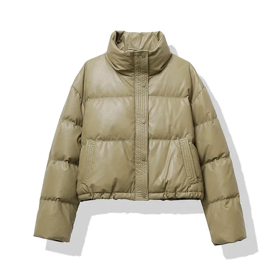 EB | Damen cropped glänzende Pufferjacke