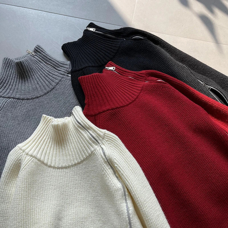 EB | Roter, schlichter Pullover mit Stehkragen