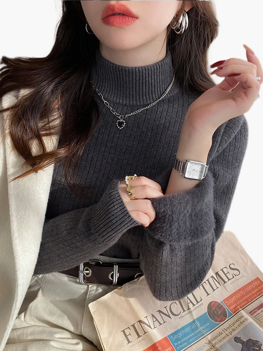 EB | Rollkragenpullover Basic Strick Langarm für Alltag und Büro