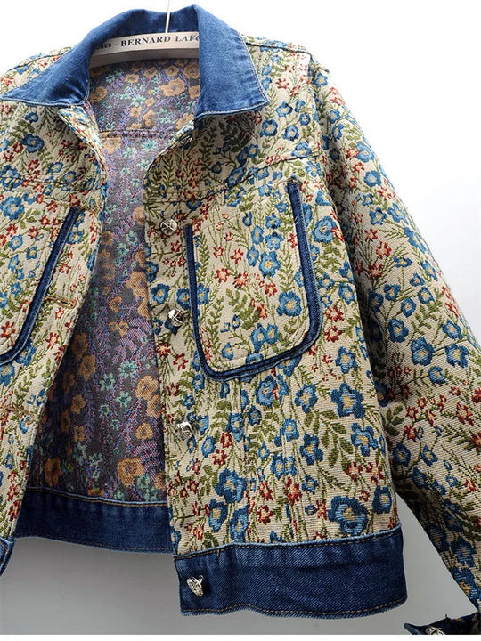 EB | Jeansjacke mit Jacquard Stickerei für Damen