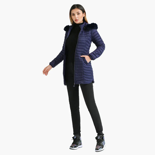 EB | Slim Fit Winter Puffer Jacke mit Pelzkapuze