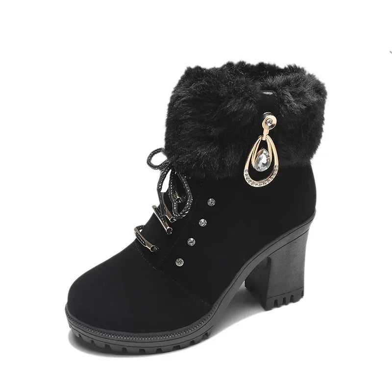 EB | British Style High Heel Kurzstiefel mit Seitlichem Reißverschluss