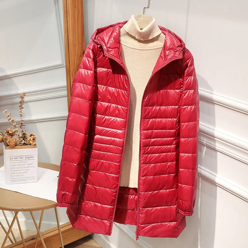 EB - Lange Daunenjacke für Frauen mit Kapuze