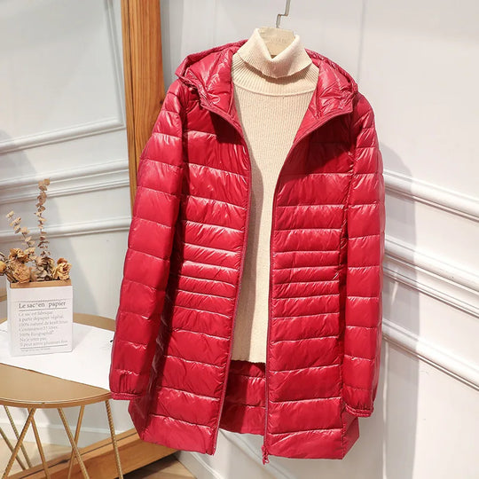EB - Lange Daunenjacke für Frauen mit Kapuze