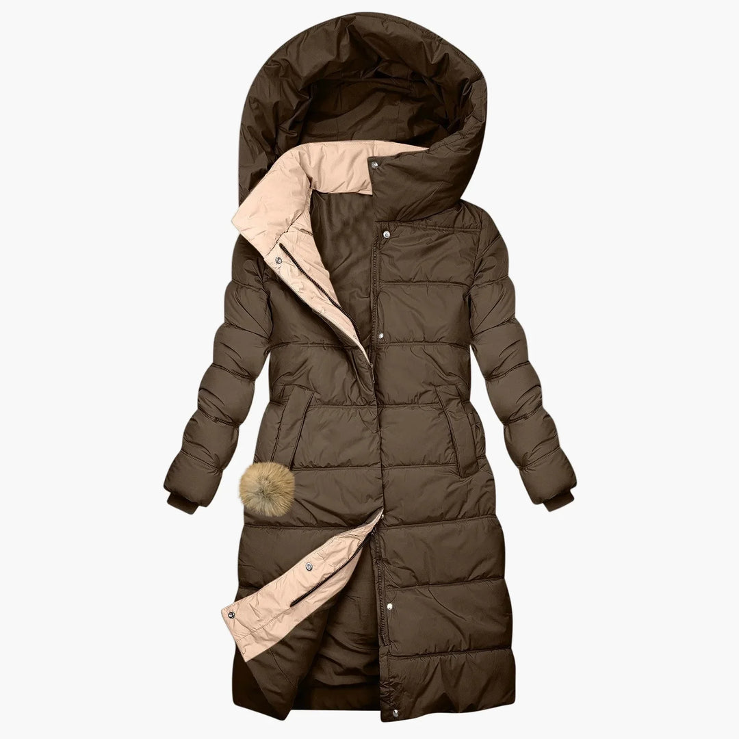 EB | Winter Steppmantel mit Kapuze - Langer, Winddichter Pufferjacke für Alltag & Freizeit