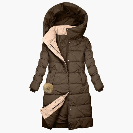 EB | Winter Steppmantel mit Kapuze - Langer, Winddichter Pufferjacke für Alltag & Freizeit