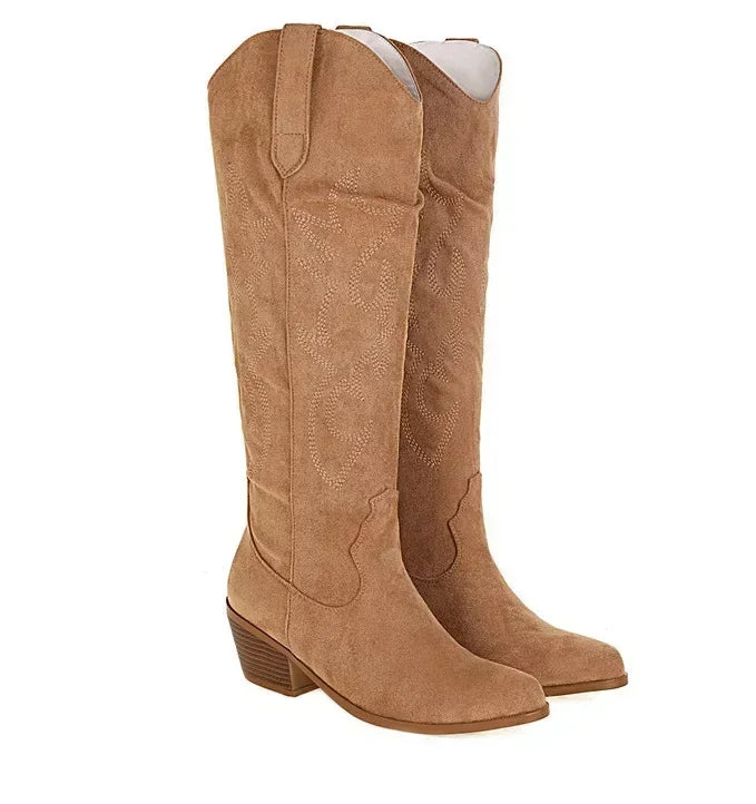 EB | Wildleder Kniehohe Cowboystiefel Frühlingskollektion