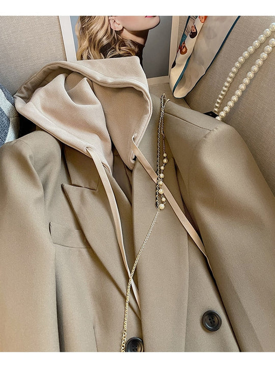 EB | Blazer mit Kapuze für Damen Herbst- und Winterkleidung