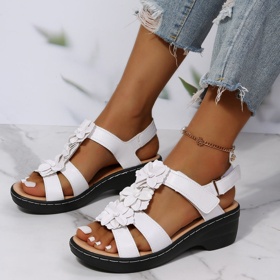 EB | Orthopädische Sandalen mit Schwarzen Blumen