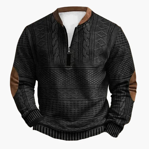EB | Strickpullover mit Zopfmuster und Viertelreißverschluss - Modischer Freizeitpullover für Herbst und Winter