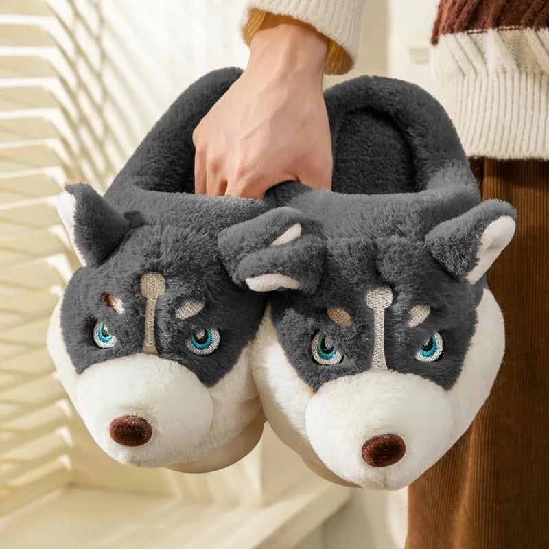 EB | Weiche Damenschuhe Niedliche Husky Hausschuhe für Zuhause