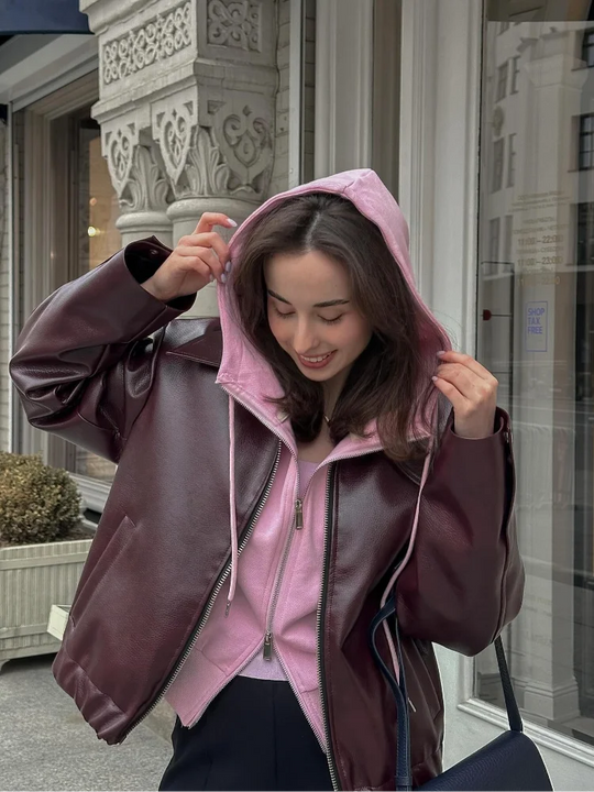 EB | Leder Damenjacke mit Reverskragen