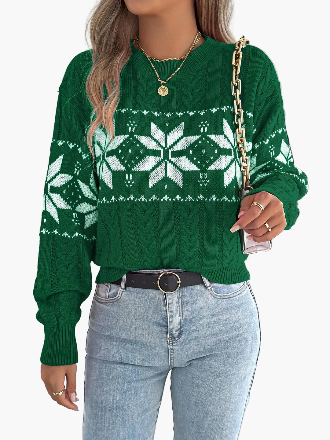 EB | Winterpullover mit Norwegermuster - Gemütlicher Strickpullover für Weihnachten & Alltag