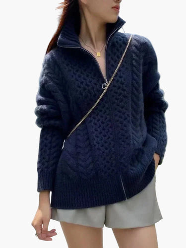 EB | Strickjacke mit Zopfmuster, Lässiger Cardigan, Modisch für Alltag und Freizeit