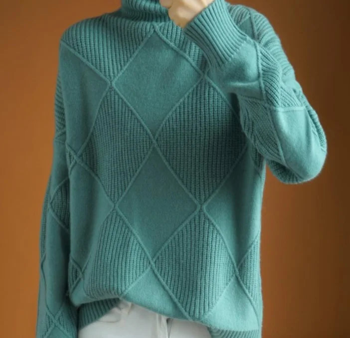 EB | Strickpullover mit Hohem Hals Wollmischung Elegant und Warm