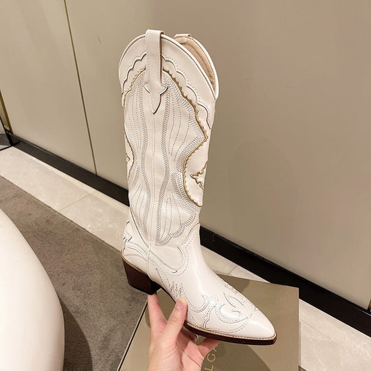 EB | Weiße Damenstiefel Kniehoch