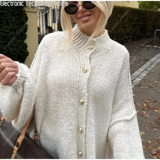 EB | Eleganter Strick-cardigan mit Knöpfen Wolle/acryl Komfortabel und Stilvoll
