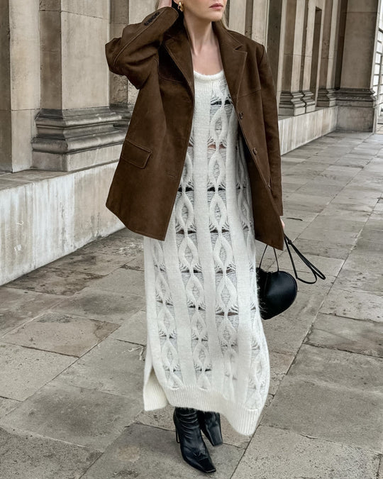 EB | Weite Wildlederjacke mit retro Samt-Revers Loise