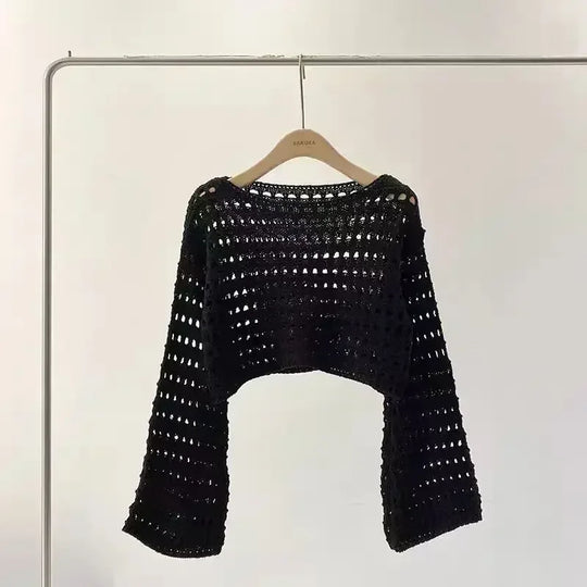 EB | Langes Gehäkeltes Strickoberteil für Frauen