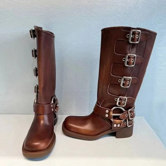 EB | Ritterstiefel Retro Western Hohe Rohr Freizeitstiefel