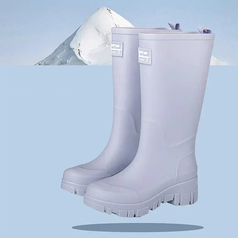EB | Damen Chelsea wasserdichte Stiefel mit Blockabsatz & gemusterter Sohle