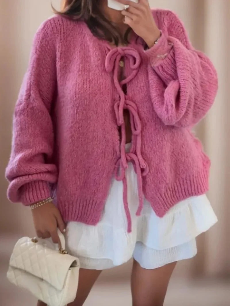 EB | Strickjacke mit Schleifenverschluss für einen Bohemian-Look