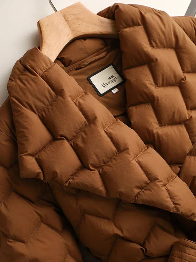 EB | Damen Gesteppte Jacke Mit Karomuster Und Gürtel