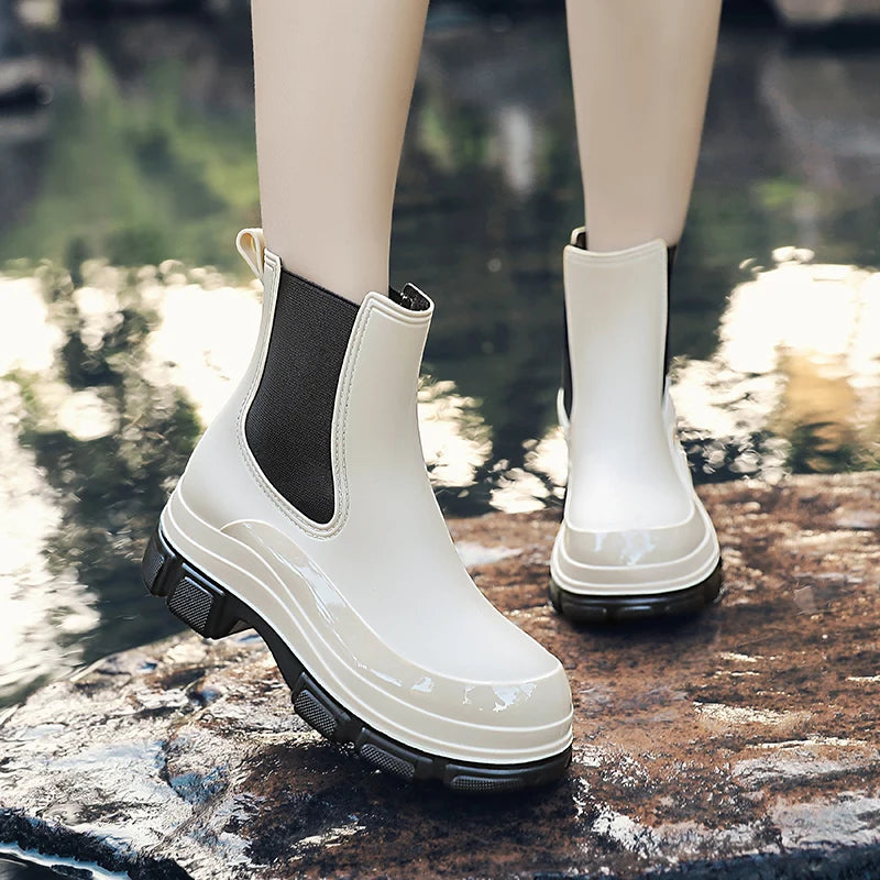 EB | Gummistiefel Wasserdicht Kurz Knöchel Slip on mit Grip Sohle
