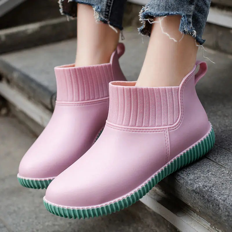 EB | Damen wasserdichte Gummistiefel mit gestricktem Schaft & rutschfester Sohle