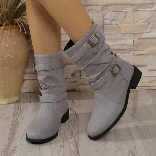 EB | Denim Schnallen-Stiefeletten