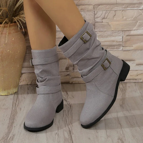 EB | Denim Schnallen-Stiefeletten