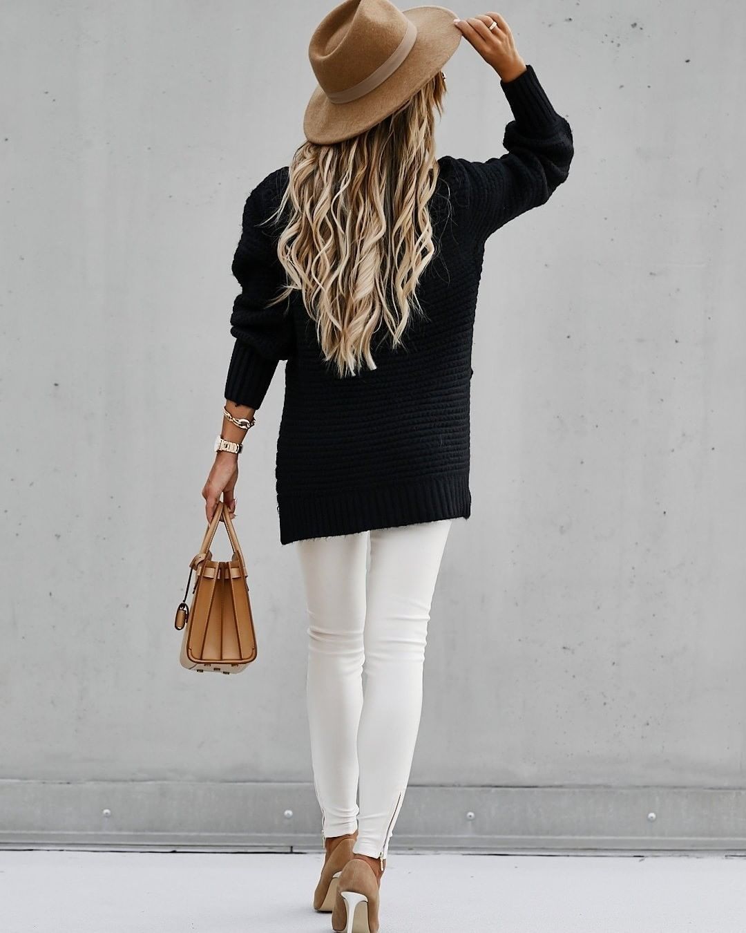 EB | Strickpullover Oversized Passform Rundhalsausschnitt Lange Ärmel Weich und Bequem