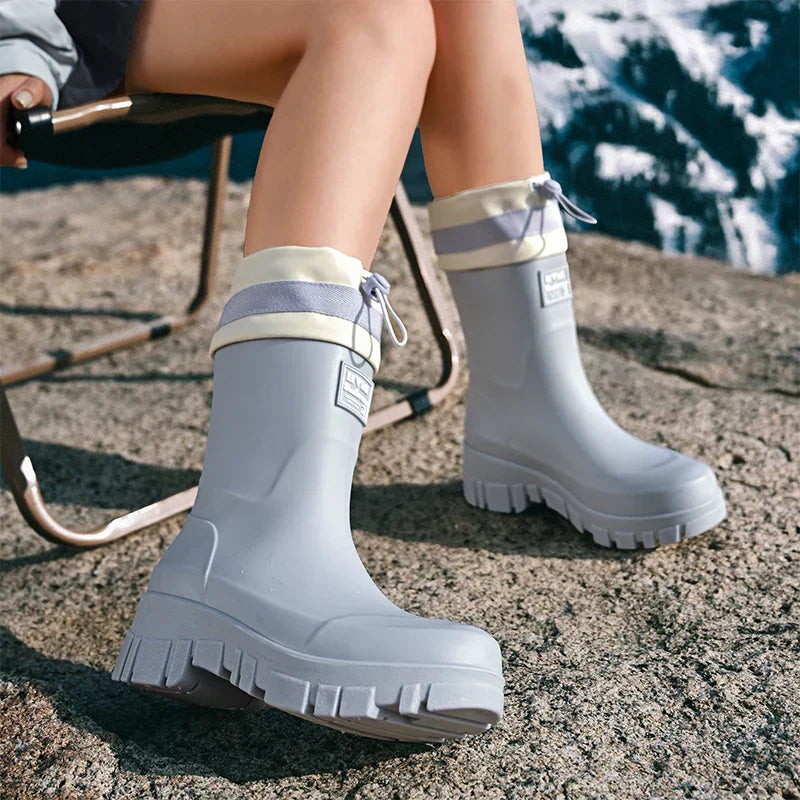 EB | Damen wasserdichte Retro-Look Gummistiefel mit rutschfester Sohle