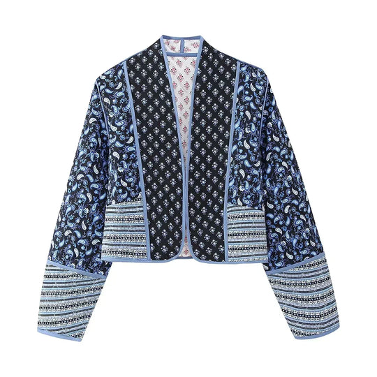 EB | Vintage-Patchwork-Blumenjacke für Frauen