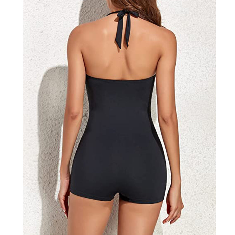 EB | Damen Boyleg Badeanzug mit Halterneck & Figurformender Passform