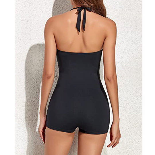 EB | Damen Boyleg Badeanzug mit Halterneck & Figurformender Passform