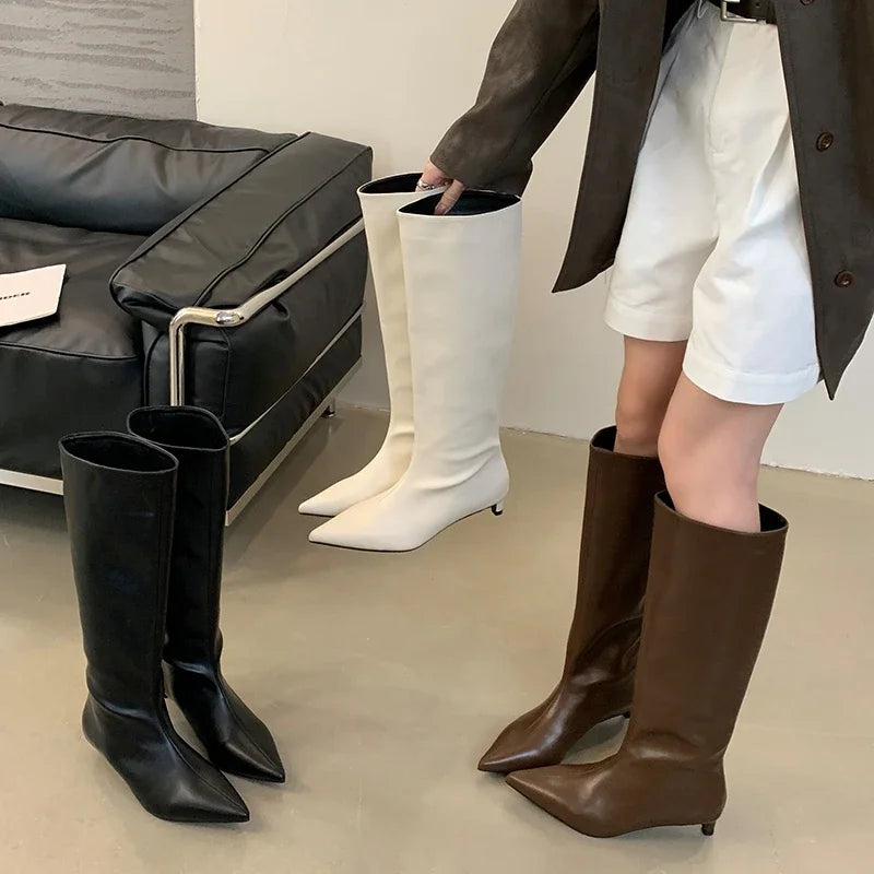 EB | Knielange Dünne Absatzstiefel
