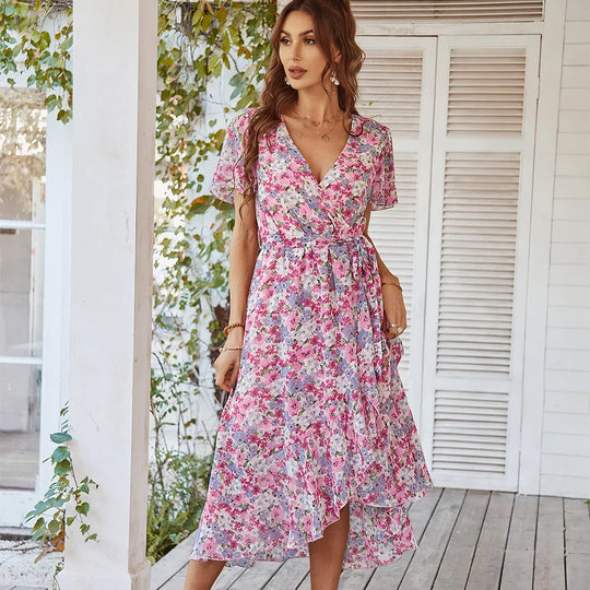 EB | Kurzarmkleid mit V-Ausschnitt für Frauen