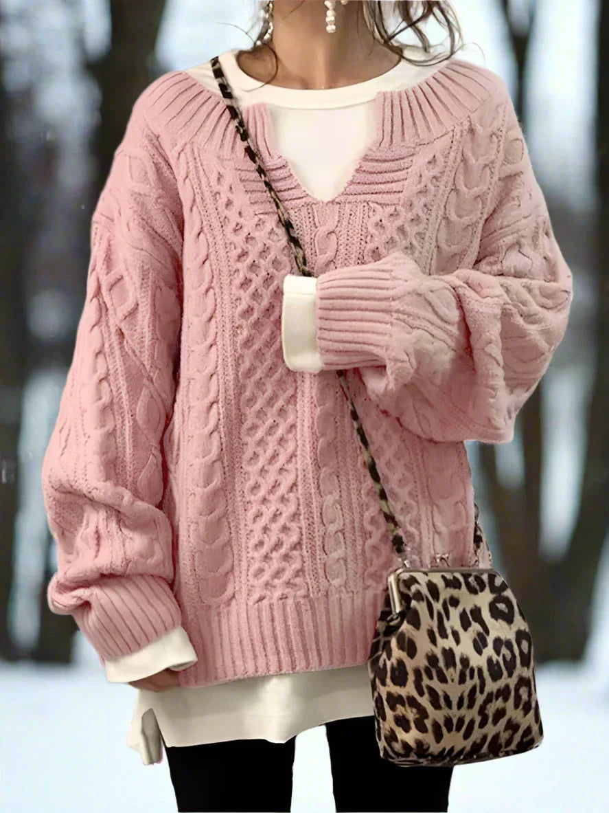 EB | Strickpullover Oversized Kabelstrick Weich und Warm Lässige Passform
