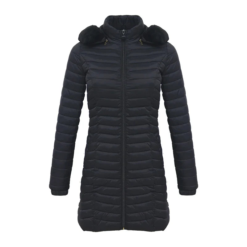 EB | Slim Fit Winter Puffer Jacke mit Pelzkapuze