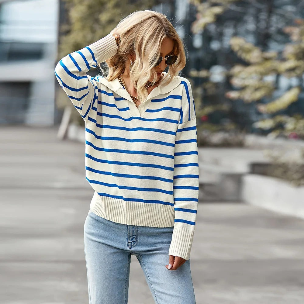 EB | Gestreifter V-Ausschnitt Pullover