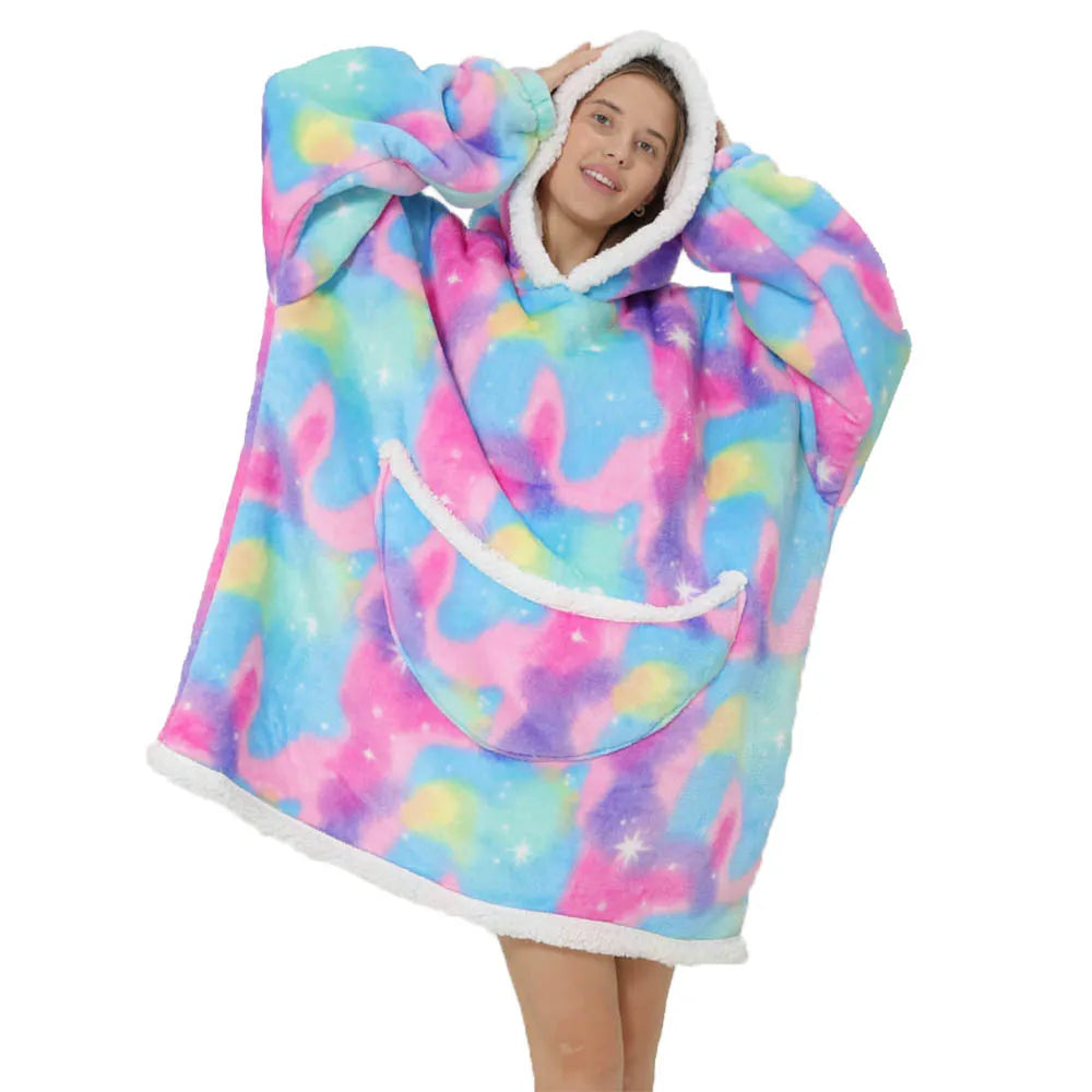 EB | Übergroße Fleece-Decke mit Kapuze und Taschen