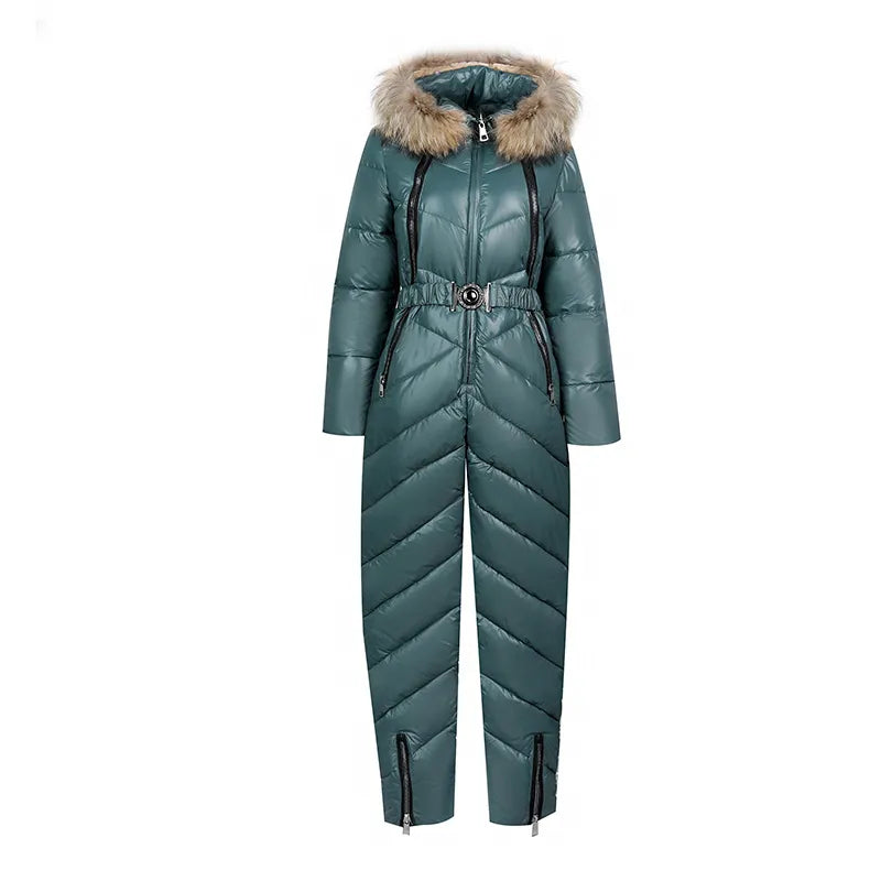 EB | Lässiger Winter Skianzug mit Pelzkragen Für Frauen