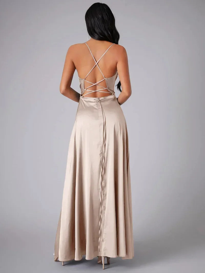 EB | Seiden-Maxikleid mit Geflochtenem Rücken Kleid Dich für Formelle Anlässe Lucette