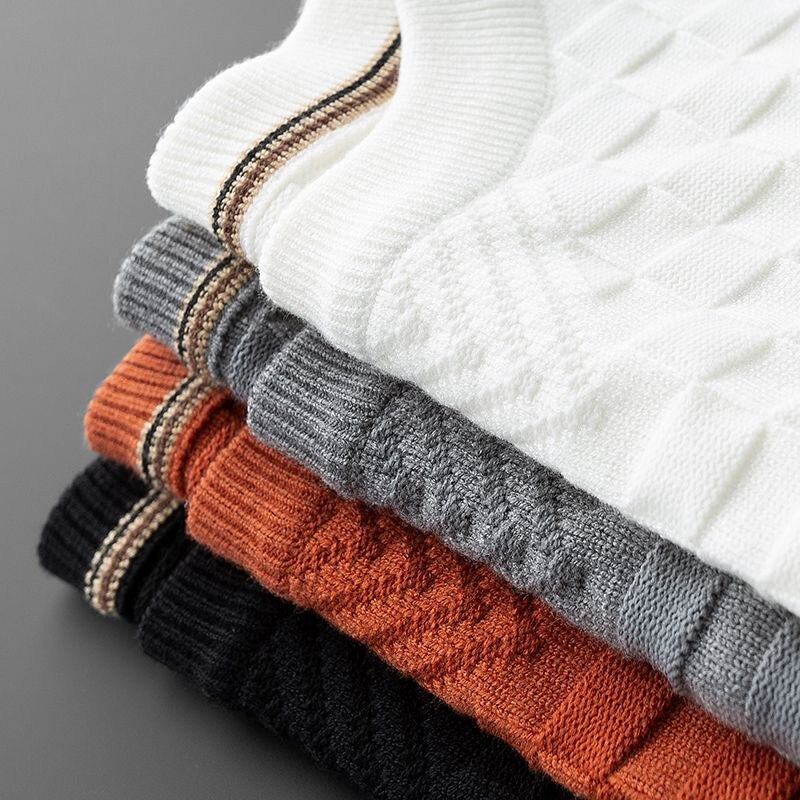 EB | Stylischer Herbst Waffelstrick Pullover mit Rundhalsausschnitt für Männer