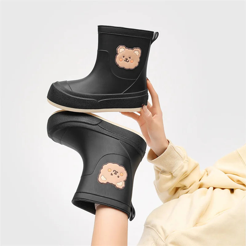 EB | Gummistiefel Wasserdicht Knöchellang Bären Design Einfaches Anziehen