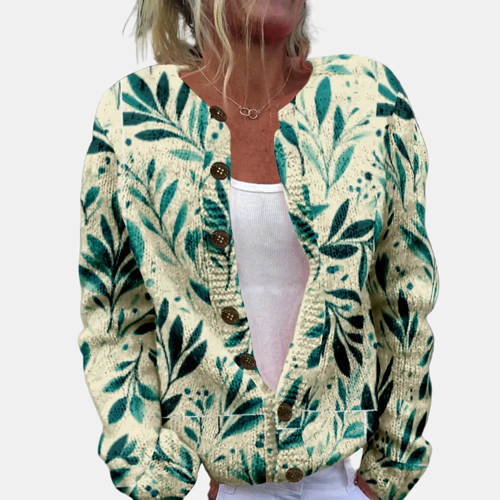 EB | Grüner Blattdruck Cardigan